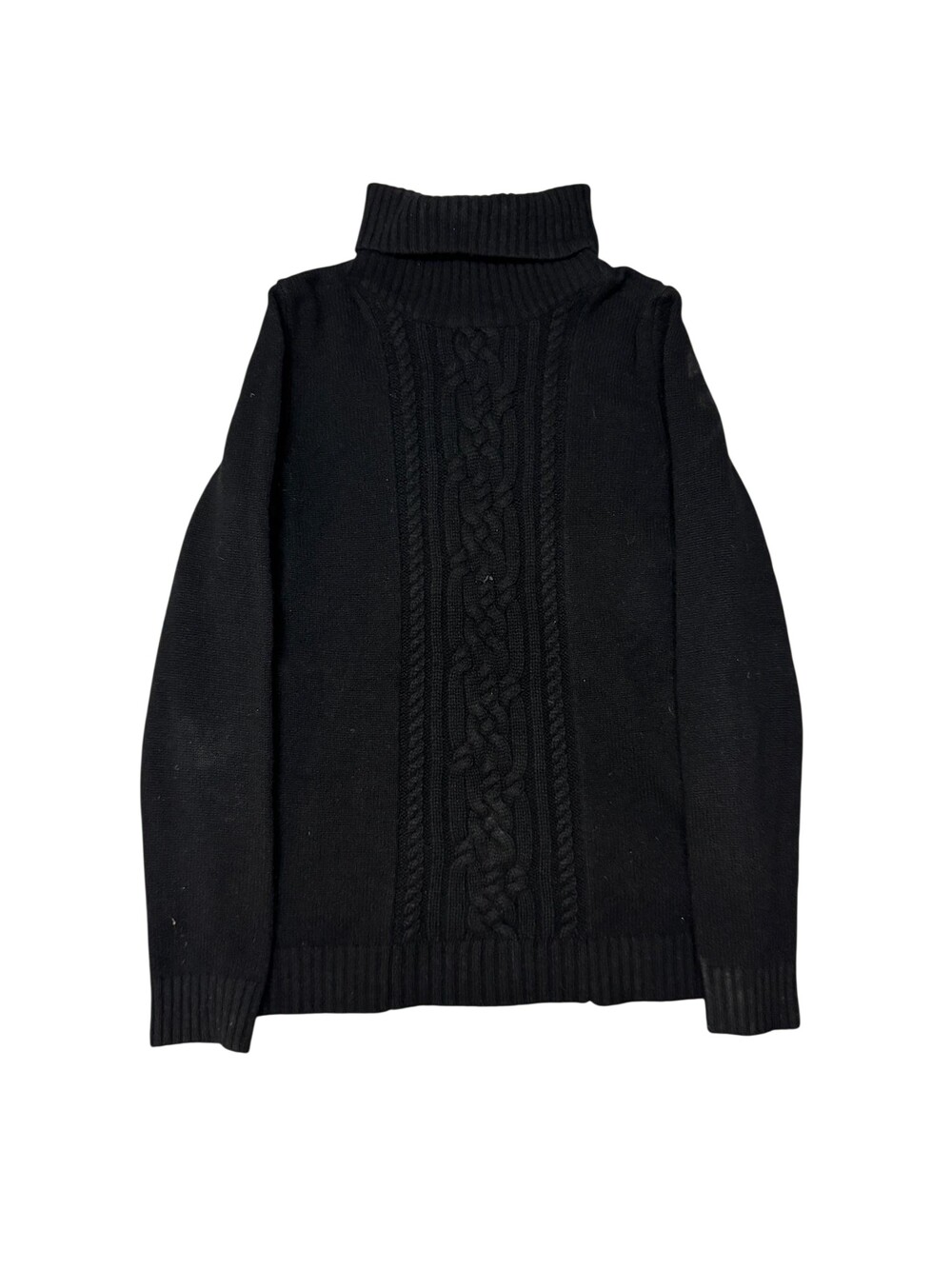 Lord & Taylor Sweater Womens Medium Black Cashmere Cable Turtleneck Pullover